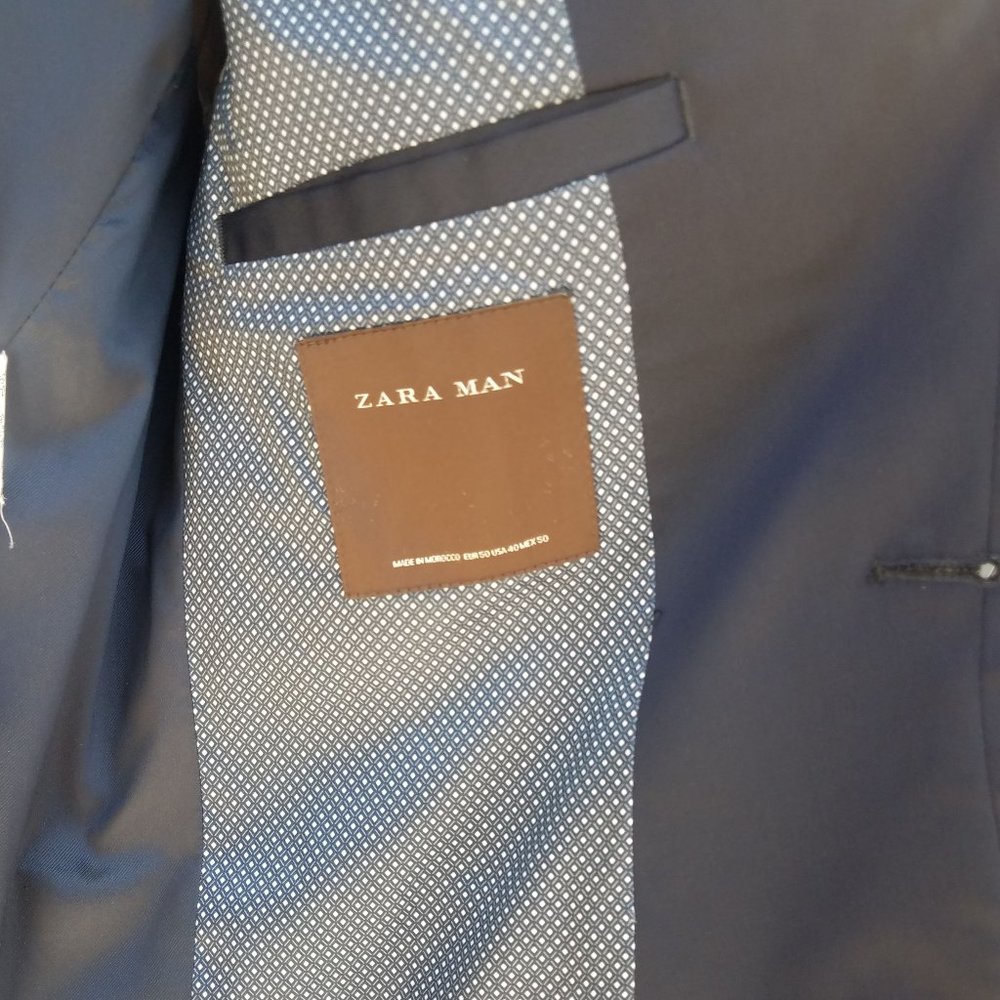 Zara Mens Navy Blue Suit Jacket - Picture 7 of 16